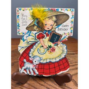 Vintage Used Fairfield Greeting Card Double Sided Mary Had A Little Lamb, Happy
